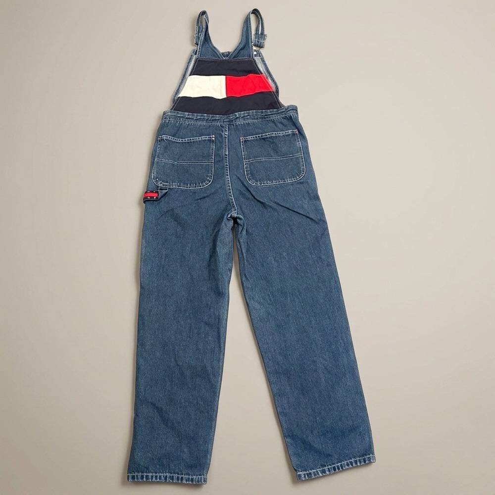 Vintage Y2K Tommy Hilfiger Denim Overalls Medium Blue Carpenter Big Flag Logo